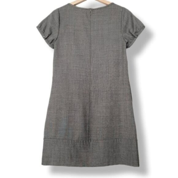 GAP Wool Blend A-Line Bib Collar Mini Dress Neutral Gray Sz 2 - Picture 2 of 13